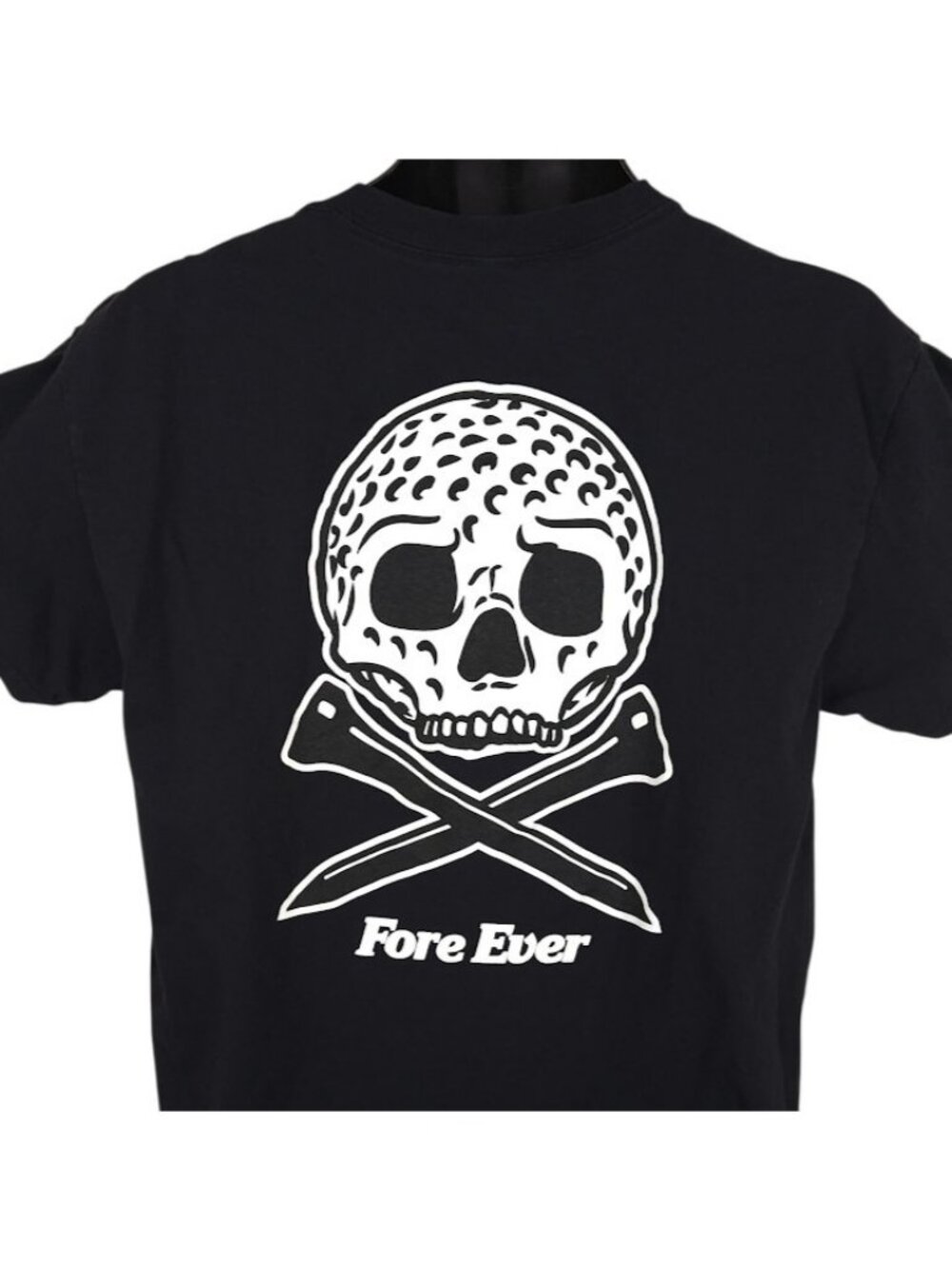 Fore Ever Golf T Shirt Mens Size Large Black Skull And Crossbones Made In USA